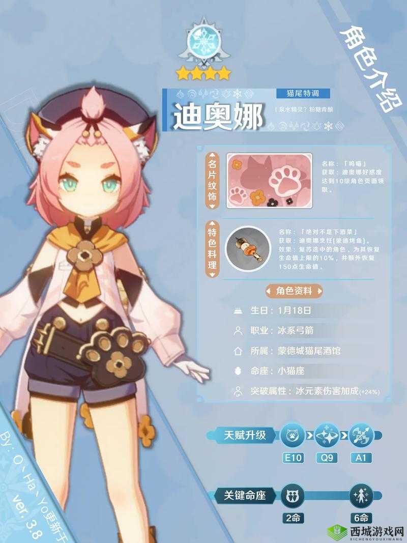 原神冰属性新角色迪奥娜,猫尾酒馆的调酒大师与战斗高手